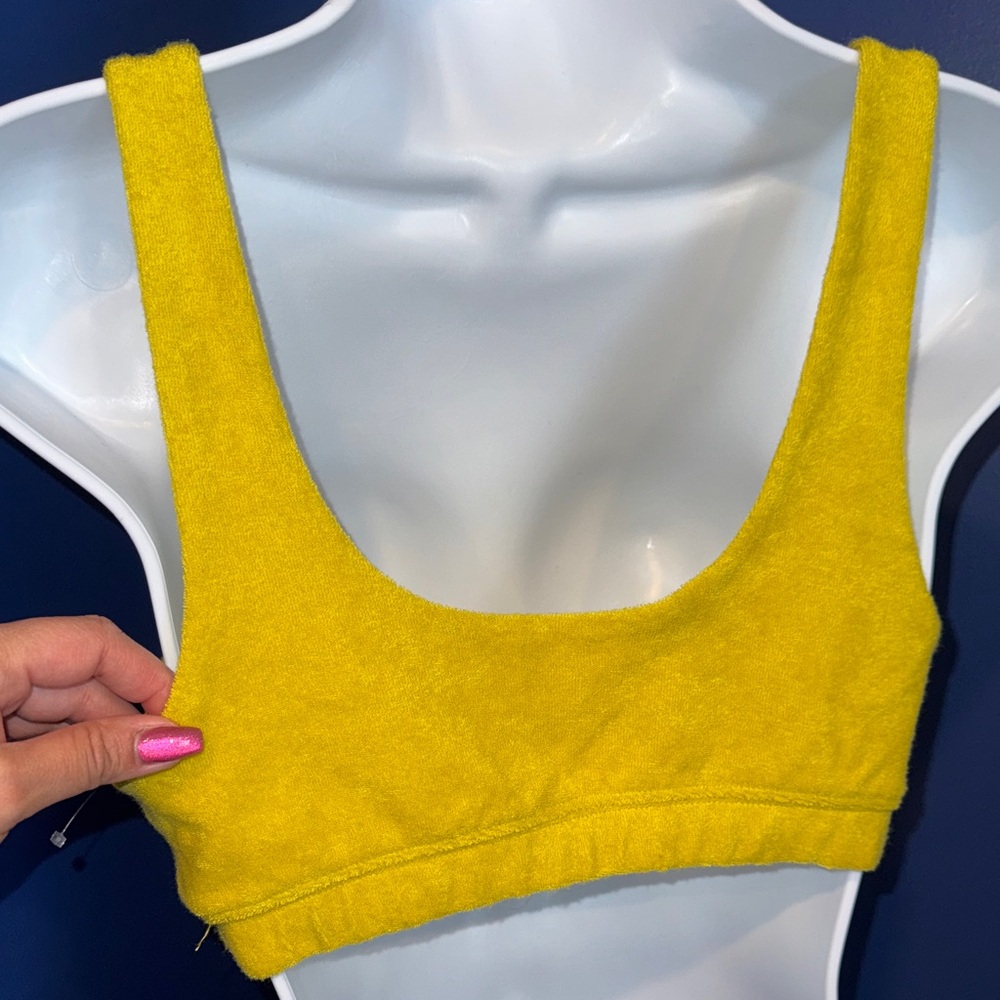 Aerie- NWOT Summer Lights Lime Terry Sports Bra Size Small - Picture 9 of 13